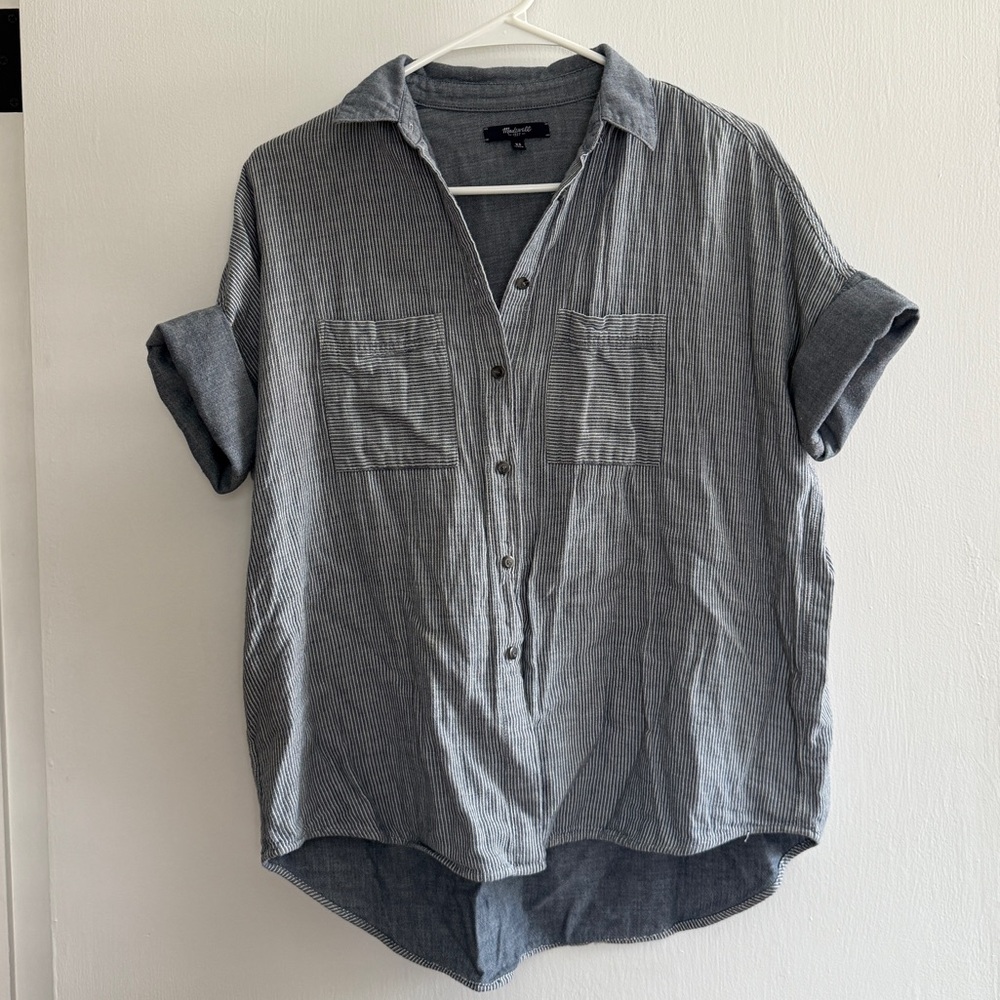 Women’s Striped Blue Button-Up Shirt from Madewell